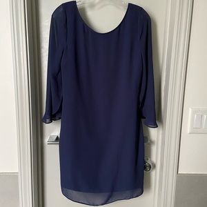 Jennifer Lopez Navy Shift Dress with 3/4 Hanging Sleeves, size 4/small
